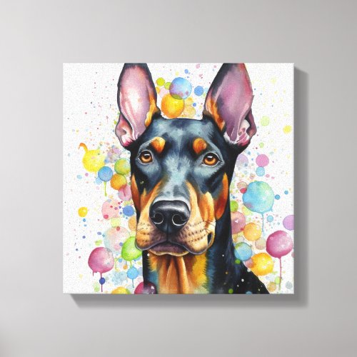 Modern Colorful Doberman Art Canvas Print