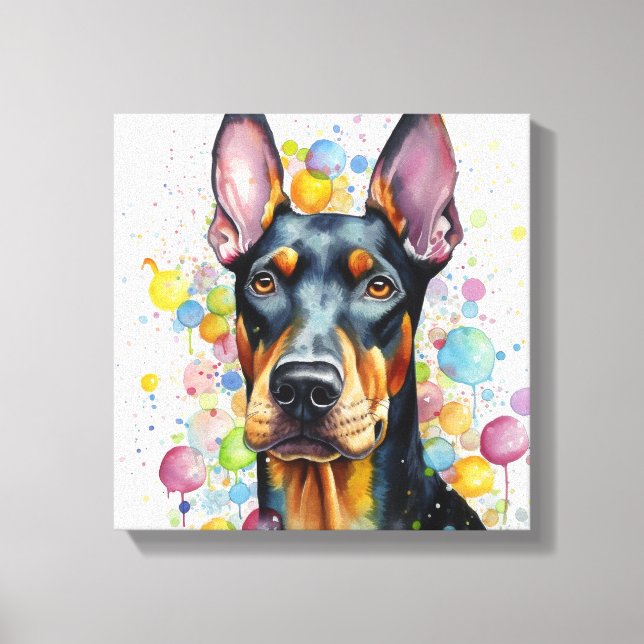 Modern Colorful Doberman Art Canvas Print (Front)