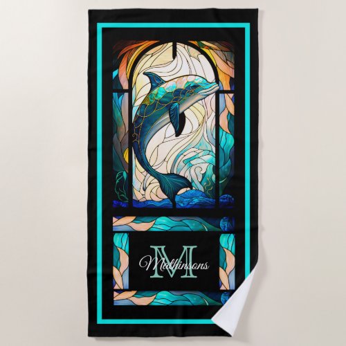 Modern Colorful Dolphins in the ocean  Beach Towel