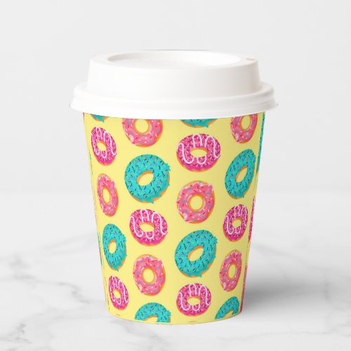 Modern Colorful Donut Seamless Pattern Paper Cups