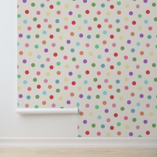 Modern Colorful Dots Pattern Cream Wallpaper