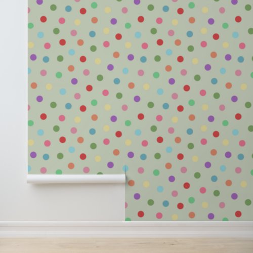 Modern Colorful Dots Pattern Green Wallpaper