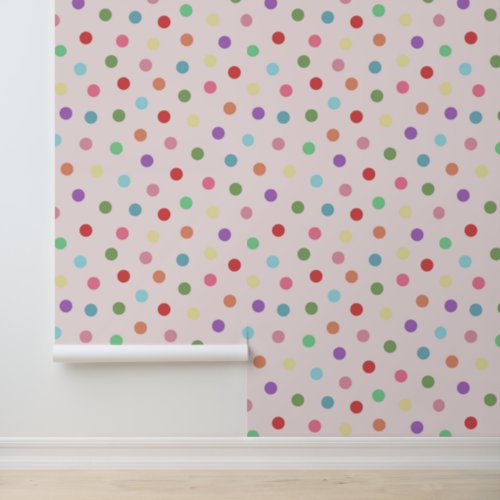 Modern Colorful Dots Pattern Pink  Wallpaper