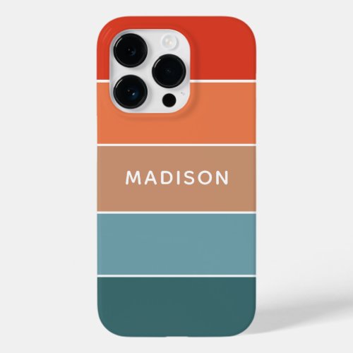 Modern Colorful Earth Colorblock Personalized Name Case_Mate iPhone 14 Pro Case