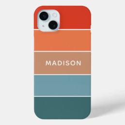 Modern Colorful Earth Colorblock Personalized Name iPhone 15 Plus Case
