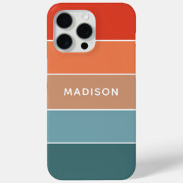 Modern Colorful Earth Colorblock Personalized Name iPhone 15 Pro Max Case
