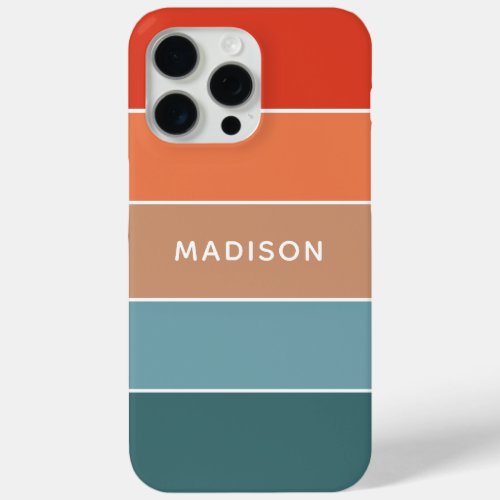 Modern Colorful Earth Colorblock Personalized Name iPhone 15 Pro Max Case