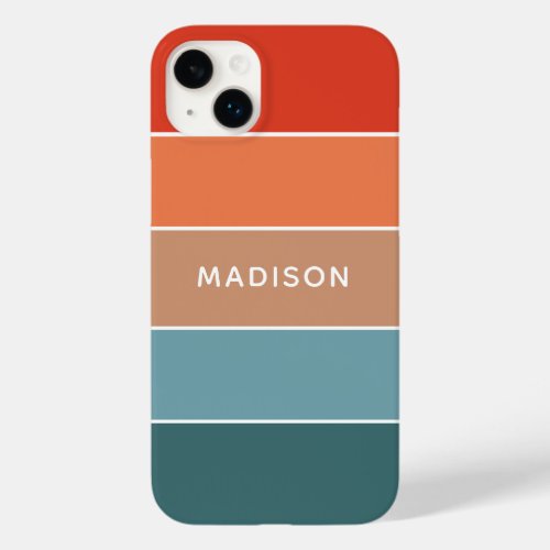 Modern Colorful Earth Colorblock Personalized Name Case_Mate iPhone 14 Plus Case