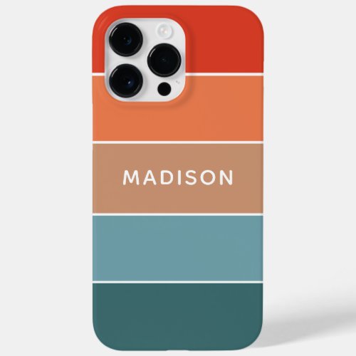 Modern Colorful Earth Colorblock Personalized Name Case_Mate iPhone 14 Pro Max Case