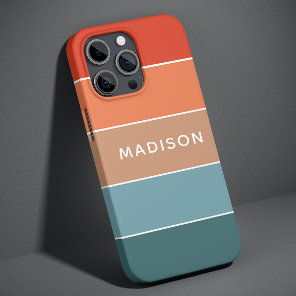 Modern Colorful Earth Colorblock Personalized Name iPhone XS Max Case