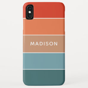 Modern Colorful Earth Colorblock Personalized Name iPhone XS Max Case