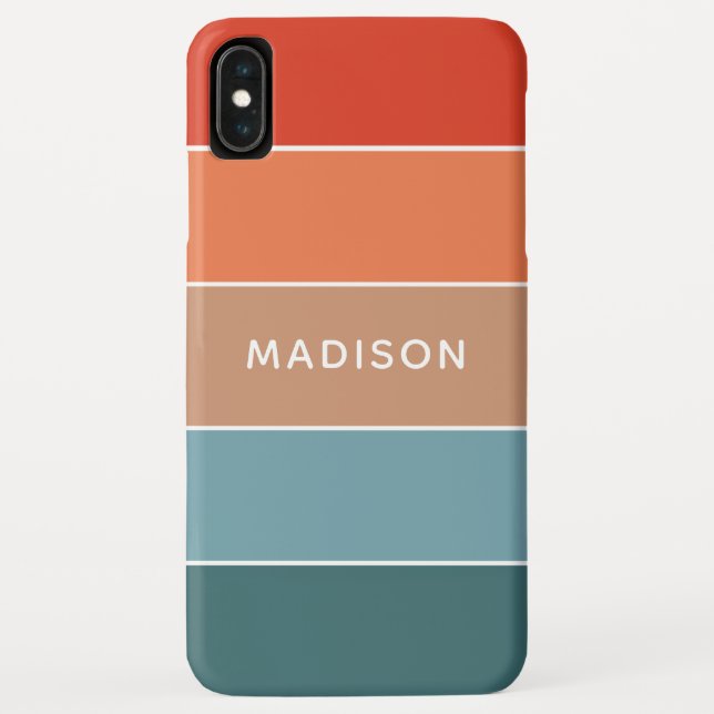 Modern Colorful Earth Colorblock Personalized Name Case-Mate iPhone Case (Back)