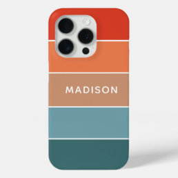 Modern Colorful Earth Colorblock Personalized Name iPhone 15 Pro Case