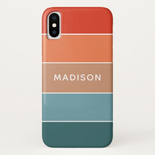 Modern Colorful Earth Colorblock Personalized Name iPhone XS Case