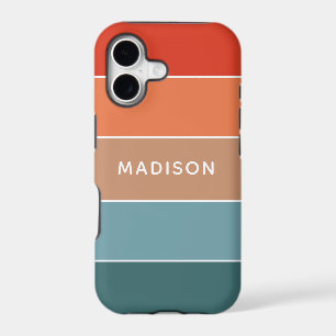 Modern Colorful Earth Colorblock Personalized Name iPhone 17 Case