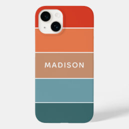 Modern Colorful Earth Colorblock Personalized Name Case-Mate iPhone 14 Case