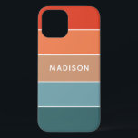 Modern Colorful Earth Colorblock Personalized Name iPhone 12 Case<br><div class="desc">This colorful and modern design features a color-block pattern in blue,  brown and orange with your personalized name #iphone #cases #iphonecases #electronics</div>