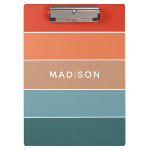 Modern Colorful Earth Colorblock Personalized Name Clipboard