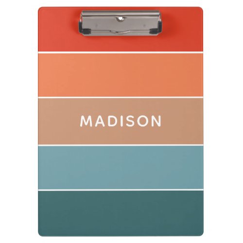 Modern Colorful Earth Colorblock Personalized Name Clipboard