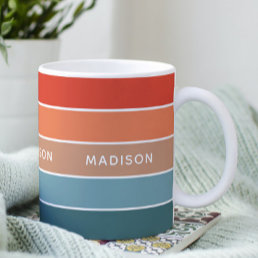 Modern Colorful Earth Colorblock Personalized Name Coffee Mug