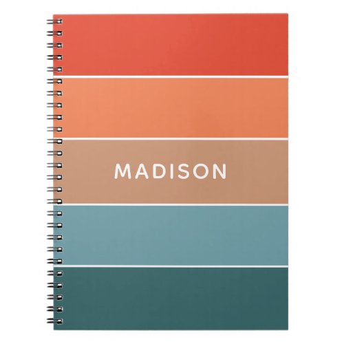 Modern Colorful Earth Colorblock Personalized Name Notebook