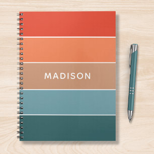 Modern Colorful Earth Colorblock Personalized Name Notebook