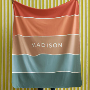 Modern Colorful Earth Colorblock Personalized Name Sherpa Blanket