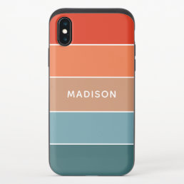 Modern Colorful Earth Colorblock Personalized Name iPhone X Slider Case