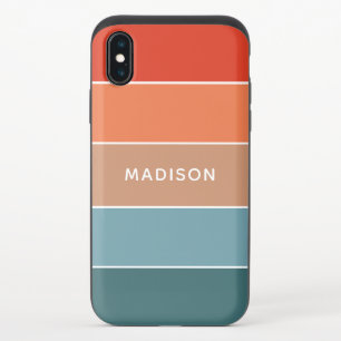 Modern Colorful Earth Colorblock Personalized Name iPhone X Slider Case