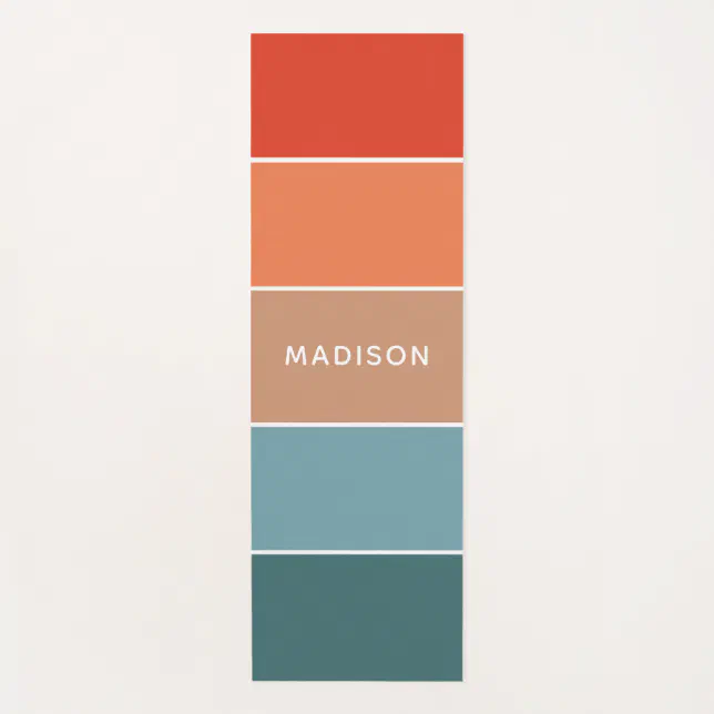 Earthy Colorblock Modern Colorful Earth Colorblock Personalized Name Yoga Mat | Zazzle