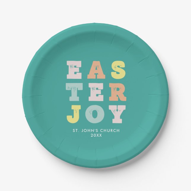 Modern Colorful Easter Paper Plates (Front)