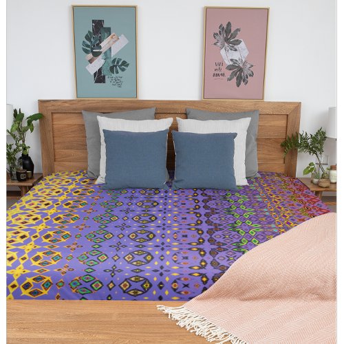 Modern Colorful Eclectic Pattern Purple Yellow Red Duvet Cover