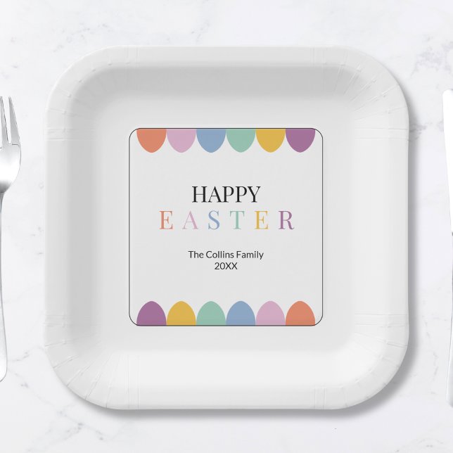 Modern Colorful Egg Simple Happy Easter Party Paper Plates (Modern Colorful Egg Simple Happy Easter Party Paper Plates)