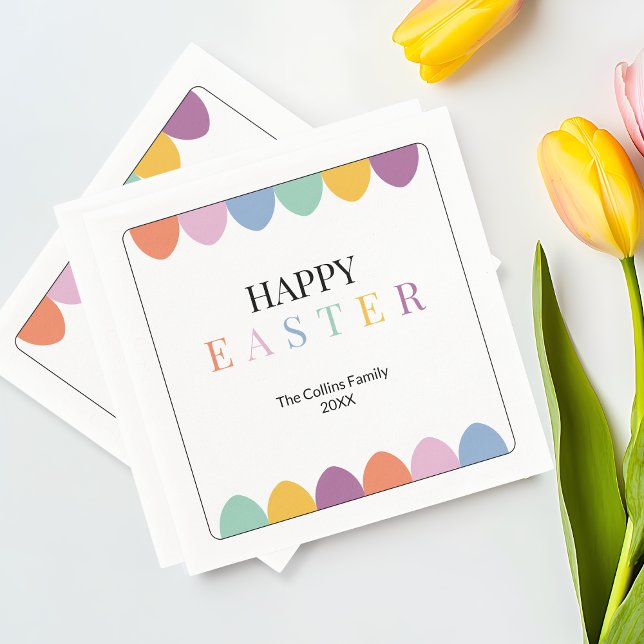 Modern Colorful Eggs Simple Name Cute Easter Party Napkins (Modern Colorful Eggs Simple Name Cute Easter Party Napkins)