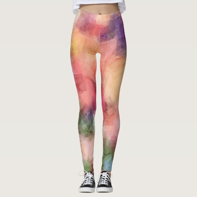 Modern Colorful Elegant Abstract Art Template Leggings (Front)