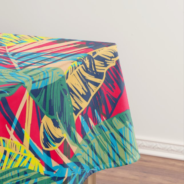 Modern Colorful Exotic Leaves Tablecloth (In Situ)