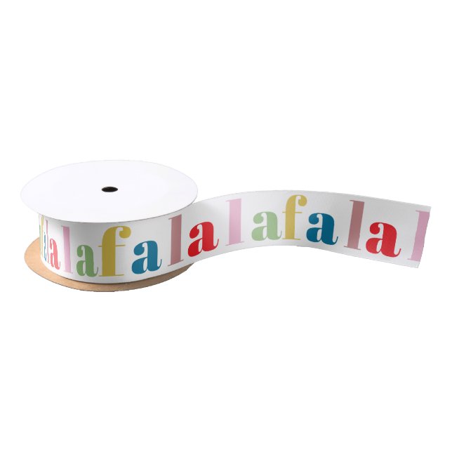 Modern Colorful Fa La La Cute Holiday Satin Ribbon (Spool)