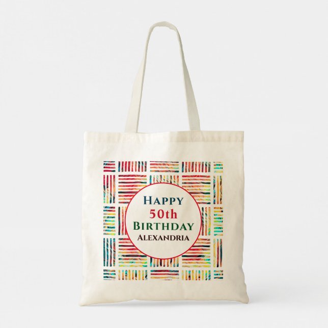 Modern Colorful Fabulous 40th Birthday Tote Bag (Back)