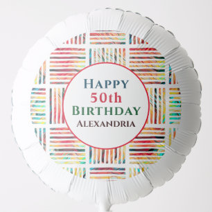 Modern Colorful Fabulous 50th Birthday Balloon