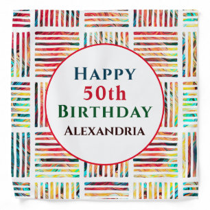 Modern Colorful Fabulous 50th Birthday Bandana