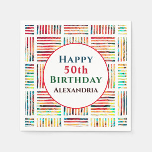 Modern Colorful Fabulous 50th Birthday Napkins