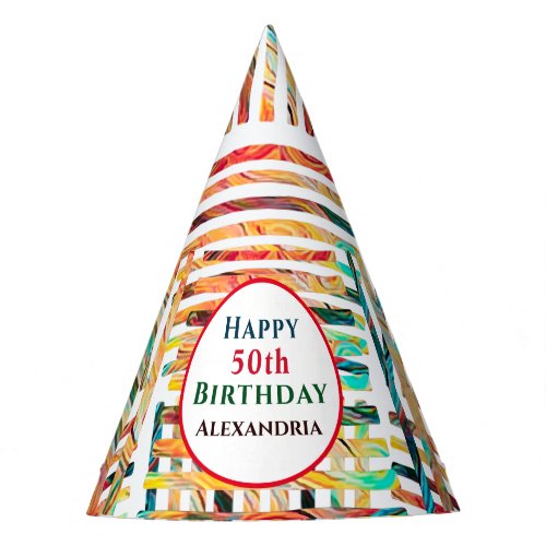 Modern Colorful Fabulous 50th Birthday Personalize Party Hat