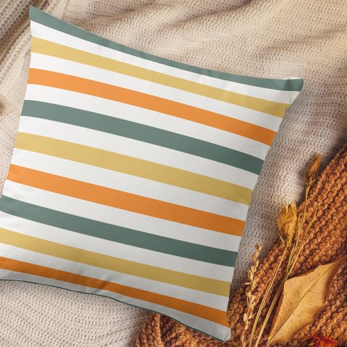 Modern Colorful Fall Stripe Pattern Throw Pillow