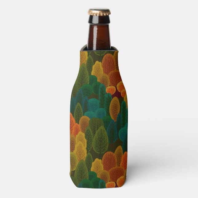 Modern Colorful Fall Trees Bottle Cooler (Bottle Front)