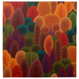 Modern Colorful Fall Trees Cloth Napkin