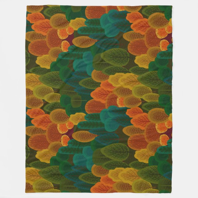 Modern Colorful Fall Trees Fleece Blanket (Front)