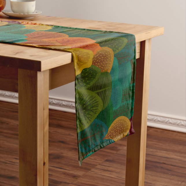 Modern Colorful Fall Trees Short Table Runner (In Situ)