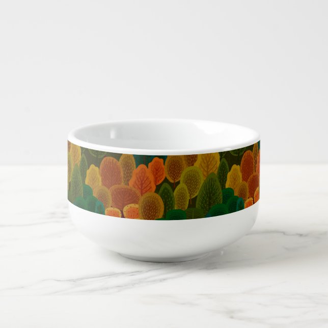 Modern Colorful Fall Trees Soup Mug (Front)