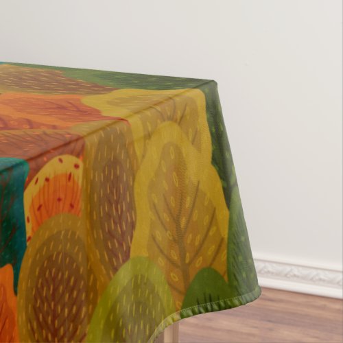 Modern Colorful Fall Trees Tablecloth