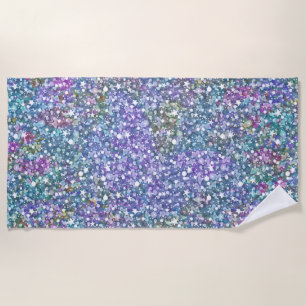 Modern Colorful Faux Glitter Beach Towel